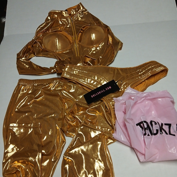 Trickz n' Treatz Other - Dolls Kill Trickz n' Treatz Robotic Bestie Gold Robot Costume Sz XL Sexy C-3PO
